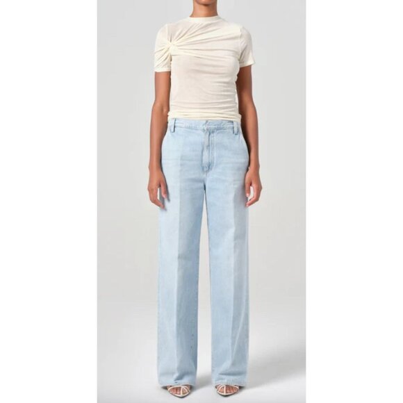 Agolde $268 Shona Trouser Wide Leg Light Blue Jeans Size 25 in Border - Picture 1 of 8